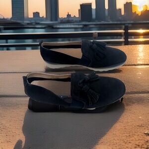 The Flexx Jazz Loafers Women 9M Blue Soft Suede Tassel Slip-On Comfort Shoes NIB
